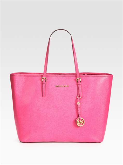 michael kors pink purse big gold mk|Michael Kors purses hot pink.